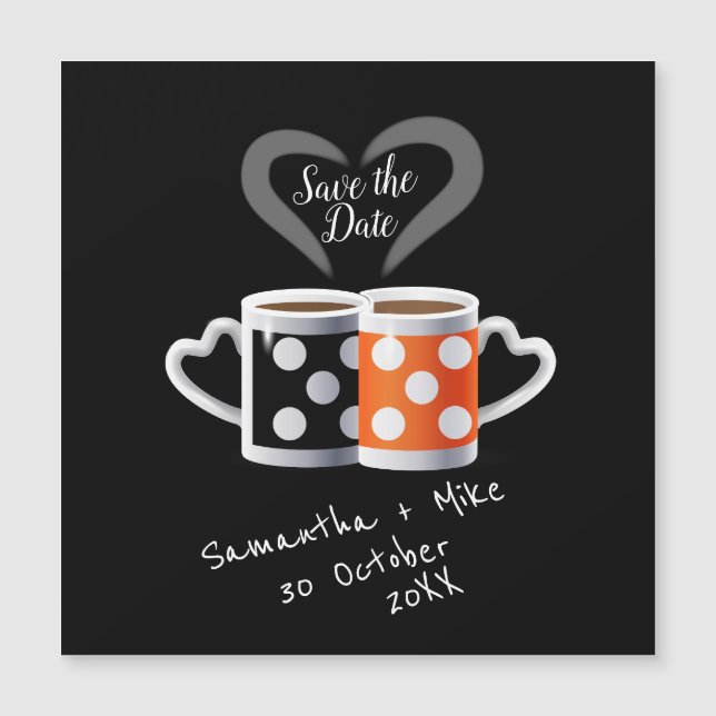 Orange + Black Coffee Colour Design Save the Date (Front)