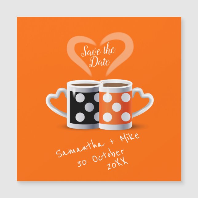 Orange + Black Coffee Colour Design Save the Date (Front)