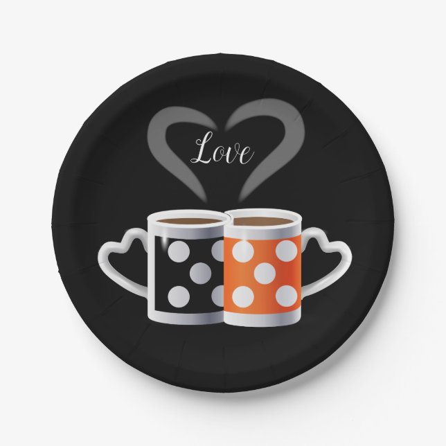 Orange + Black Coffee Colour or We Belong Together Paper Plate (Front)
