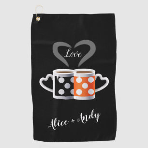 Orange + Black Coffee Colour Trendy Design POP ART Golf Towel