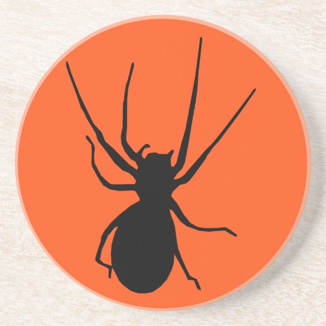 Orange Black Creepy Spider Coaster (Front)