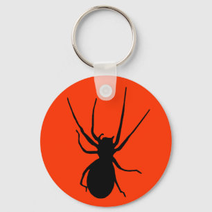 Orange Black Creepy Spider Key Chain