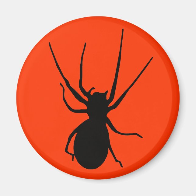 Orange Black Creepy Spider Magnet (Front)