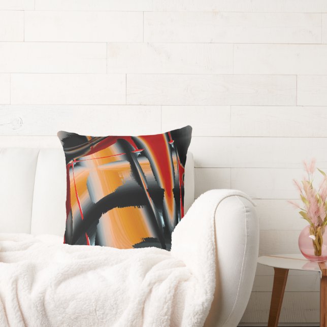 Orange black cropped digital paint magnification   cushion (Couch)