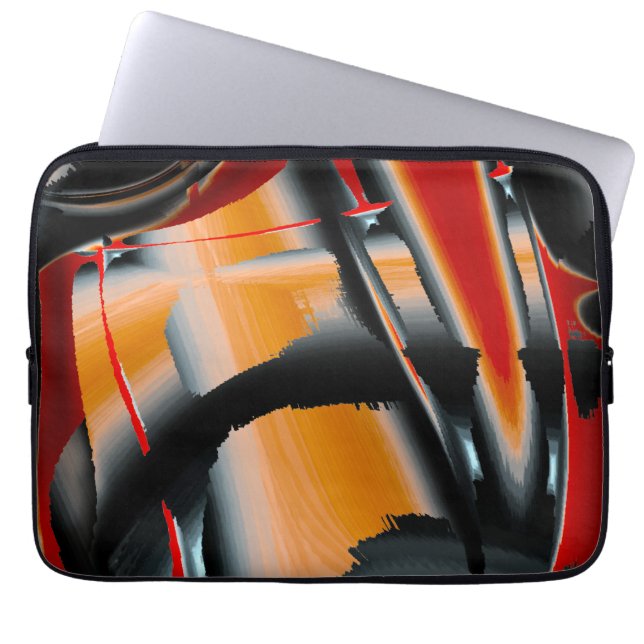 Orange black cropped digital paint magnification   laptop sleeve (Front)