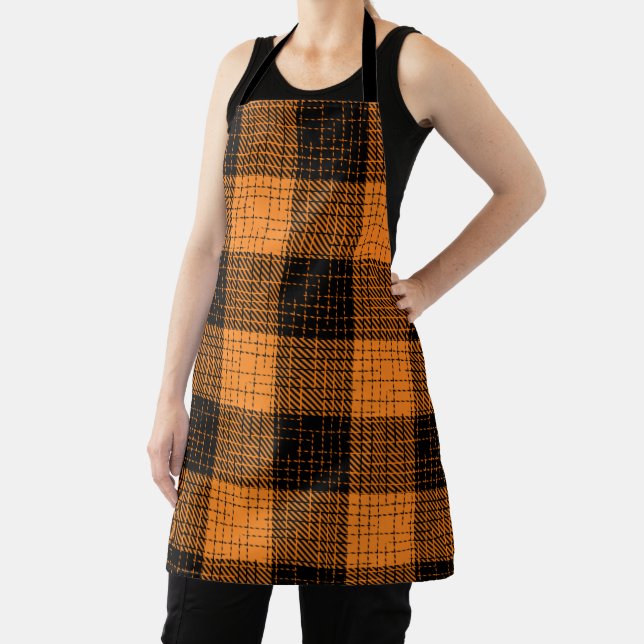  Orange Black Crosshatch Buffalo Check Apron (Insitu)