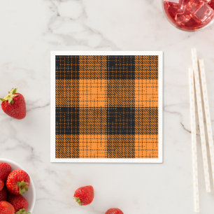 Orange Black Crosshatch Buffalo Check Napkin