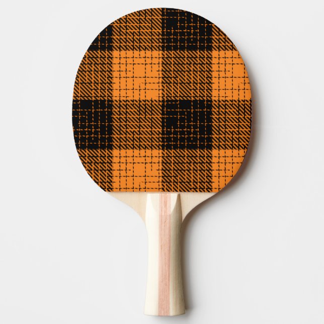  Orange Black Crosshatch Buffalo Check Ping Pong Paddle (Front)
