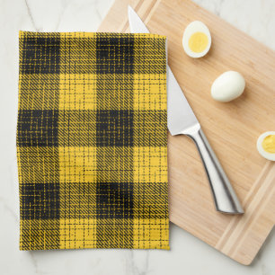 Orange Black Crosshatch Buffalo Check Tea Towel