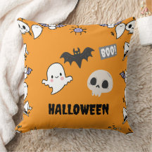 orange black cute Halloween  pillow
