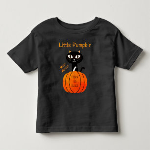 Orange & Black Cute Spooky Cat Pumpkin Halloween Toddler T-Shirt