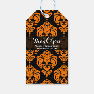 Orange & Black Damask Vintage Wedding Event Favour Gift Tags