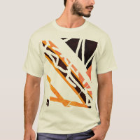 Orange Black Diagonal Shapes Abstract MCM Look