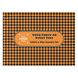 Orange & Black Diamond - Custom Logo Office Event Tablecloth
