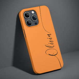 Orange Black Elegant Calligraphy Script Name Case-Mate iPhone 14 Case
