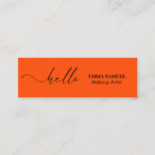 Orange Black Elegant Hello Minimal Calligraphy  Mini Business Card