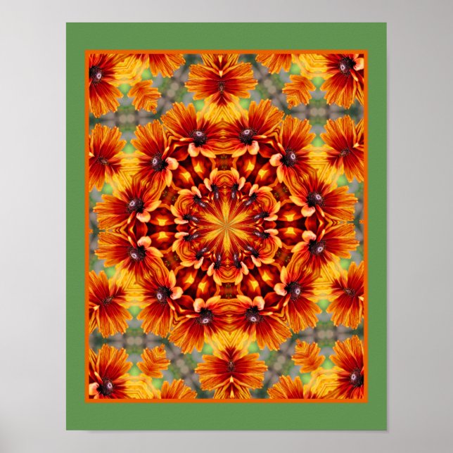 Orange Black Eyed Susan Daisy Abstract         Poster (Front)