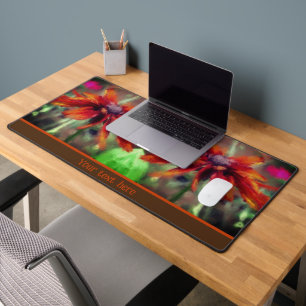 Orange Black Eyed Susan Flower Art Personalised Desk Mat
