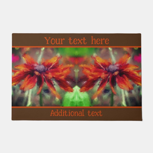 Orange Black Eyed Susan Flower Art Personalised Doormat (Front)