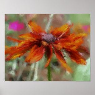 Orange Black Eyed Susan Flower Art Poster