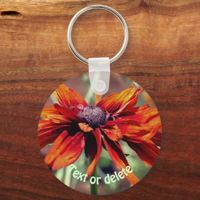 Orange Black Eyed Susan Flower Personalised Key Ring (Front)