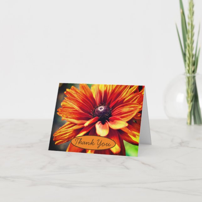 Orange Black Eyed Susan Flower Thank You Card (Front)