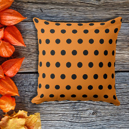 Orange Black Fall Polka Dots Cushion