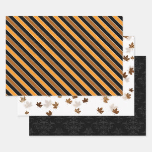 Orange & Black Festive Autumnal Wrapping Paper Sheet