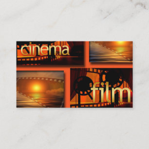 Orange & Black Film Collage Film Producer Business Card