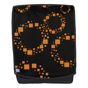 Orange Black Floating Circles Squares Halloween  Backpack