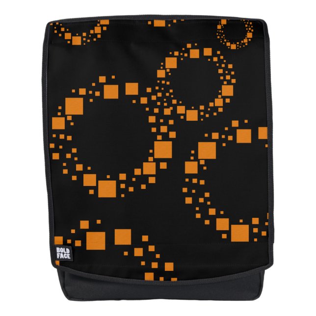 Orange Black Floating Circles Squares Halloween  Backpack (Front)