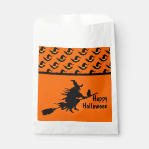 Orange & Black, Flying Witch Halloween Favour Bags