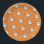 Orange Black Ghost Pattern Halloween Party Paper Plate<br><div class="desc">Cool Black and orange Halloween party paper plates.
Fun party supplies,  decorations and disposable accessories for costume party,  halloween,  scary,  fright,  frightening,  trick or treat,  night gathering,  bbq,  dinner,  birthday,  wedding.

Available in small and large. Change the quantity to get the cheapest bulk price.</div>