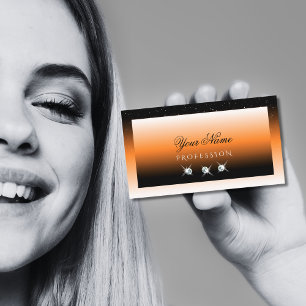 Orange Black Gradient Sparkling Diamonds Stylish Business Card
