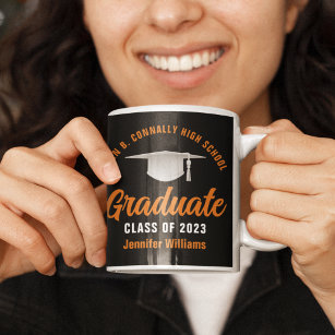 Orange Black Graduate Personalised 2023 Graduation Coffee Mug