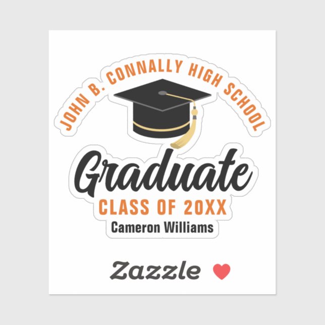 Orange Black Graduate Personalised 2025 Graduation (Sheet)