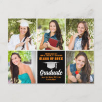 Orange Black Graduate Photo Collage Graduation