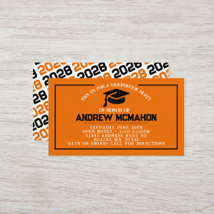 Orange & Black Graduation Mini Graduation Invites