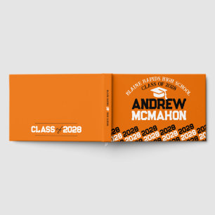 Orange & Black Graduation Personalised Guest Book