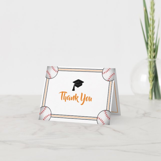 Orange & Black Graduation Thank You Card (Front)
