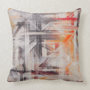 Orange Black Gray Abstract Cushion