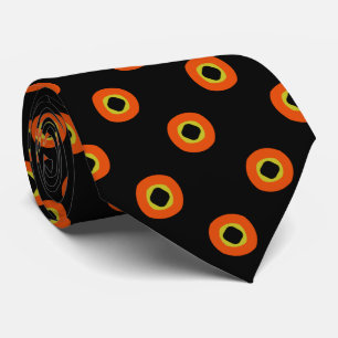 Orange Black Green Circular Pattern Tie