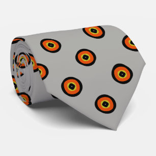 Orange Black Green Circular Pattern Tie