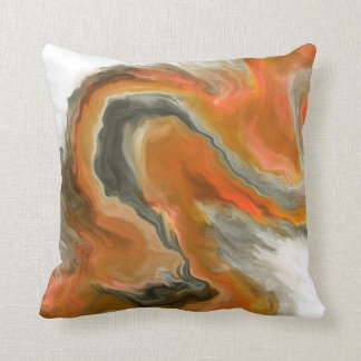 Orange Black Grey Jewel Tone Fluid Art Painting Cushion