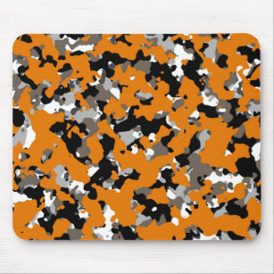 Orange Black Grey Tan Camouflage Camo Print Mouse Mat