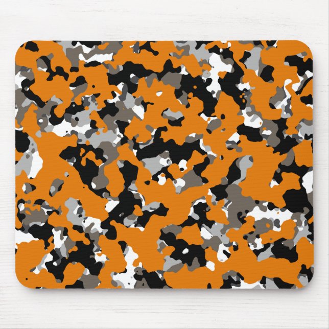 Orange Black Grey Tan Camouflage Camo Print Mouse Mat (Front)