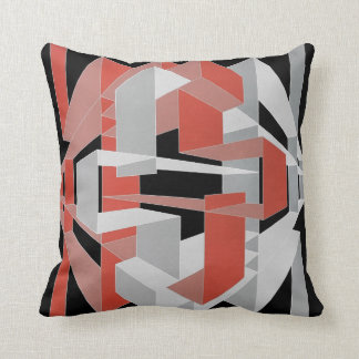 Orange, Black, Grey Throw Pillow