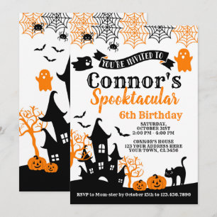 Orange & Black Halloween Birthday Invitation