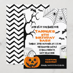 Orange Black Halloween Birthday Invitation