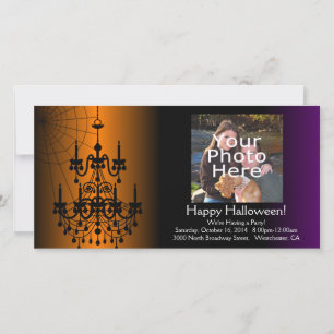Orange/Black Halloween Chandelier Holiday Card